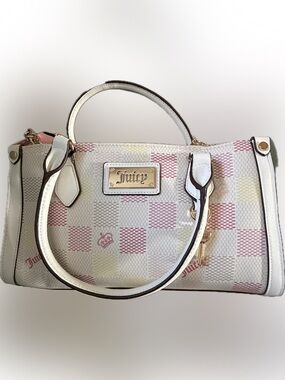 Juicy Couture White & Pink Checker Satchel & Wallet